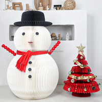Décorations de Noël écologiques, bonhomme de neige en papier avec fermeture velcro pour décorations de maison