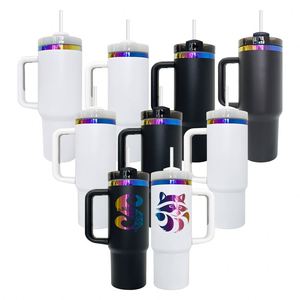 Gobelet isotherme 30 oz avec revêtement en poudre, fond arc-en-ciel, poignée et gravure laser pour boissons froides, idéal pour les voyages en extérieur - Product Image 4