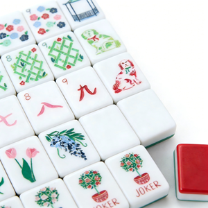 Jeu <span class=keywords><strong>de</strong></span> tuiles <span class=keywords><strong>de</strong></span> mahjong <span class=keywords><strong>en</strong></span> acrylique portable <span class=keywords><strong>de</strong></span> luxe rouge personnalisé 160 pièces avec motif chien, style américain <span class=keywords><strong>4</strong></span> couches pour divertissement familial - Product Image 5