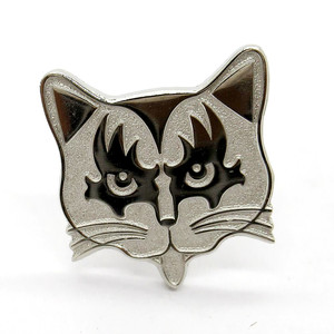 Su misura in metallo argento 3D cartoon gatto per uomo camicie regali di lusso gemelli e spilla distintivo - Product Image 1