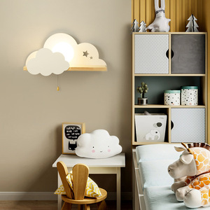 Moderno creativo <span class=keywords><strong>applique</strong></span> Pull interruttore LED in legno per <span class=keywords><strong>bambini</strong></span> comodino luce luna lampada da parete per camera da letto - Product Image 6