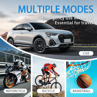 Compresseur d'air de voiture sans fil ABS avec lumière LED, rechargeable, double alimentation (USB+12V), moniteur de pression numérique pour gonflage des pneus
