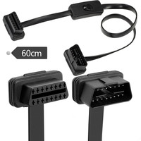 Cable de Extensión OBD Plano de 8 Pines, Macho a Hembra, con Interruptor de Encendido/Apagado, Núcleo de Cobre y PVC, Herramientas de Diagnóstico para Lector de Códigos