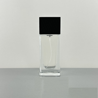 Bouteille de parfum de luxe de haute qualité pour hommes 30ml 50ml bouteille de parfum en verre à sertir carré vide avec bouchon en bois carré noir