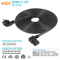 Kabel 45 Derajat Flat Plug Nema 5-15P ke Right Angle IEC C13 Female 125V 3Pin