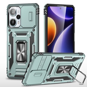 Funda de teléfono con soporte de anillo de armadura protectora de lente de cámara deslizante para Xiaomi Poco X6 F5 X5 X4 Pro / <span class=keywords><strong>Redmi</strong></span> K70E / <span class=keywords><strong>Redmi</strong></span> Note <span class=keywords><strong>12</strong></span> Turbo - Product Image 1