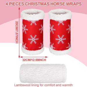 Bottes de protection confortables et écologiques pour chevaux, motif flocon de neige de Noël, style ample, en velours bouclé, pour défilés - Product Image 5