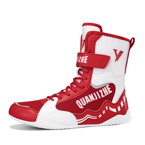 Zapatos de Boxeo Quanjizhe de Caña Alta con Cordones, de Cuero Sintético Antideslizante para Entrenamiento en Interiores y Lucha - Product Image 5