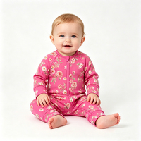 Vêtements pour bébés en fibre de bambou de haute qualité, barboteuses pour nourrissons, imprimé floral, respirant, fermeture éclair bidirectionnelle, combinaison douce pour la peau