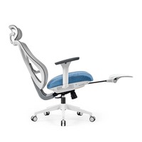 Chaise de bureau ergonomique respirante pivotante avec accoudoirs fixes, appui-tête et base 5 étoiles pour le bureau, la maison, l'étude et la formation
