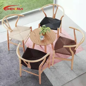Furnitur Nordic kursi kafe makan kayu padat kursi Wishbone antik ruang makan kursi kayu