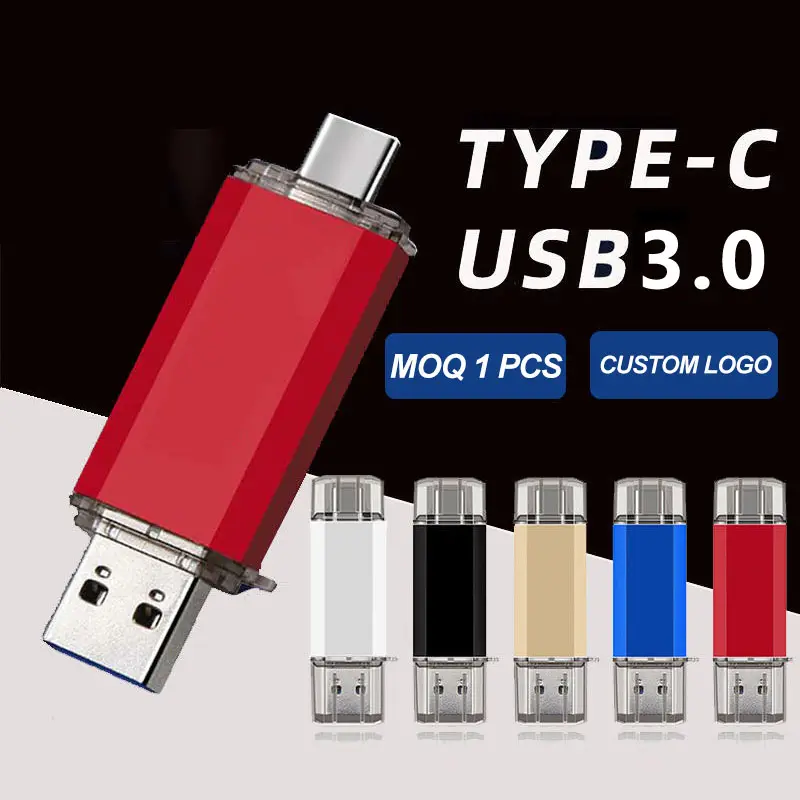 Top Selling Custom LOGO 2 in 1 OTG USB Flash Drive 4gb 8G 16G 32G 64G 2.0 128G flash disk pendrive USB Type C 3.0 Stick