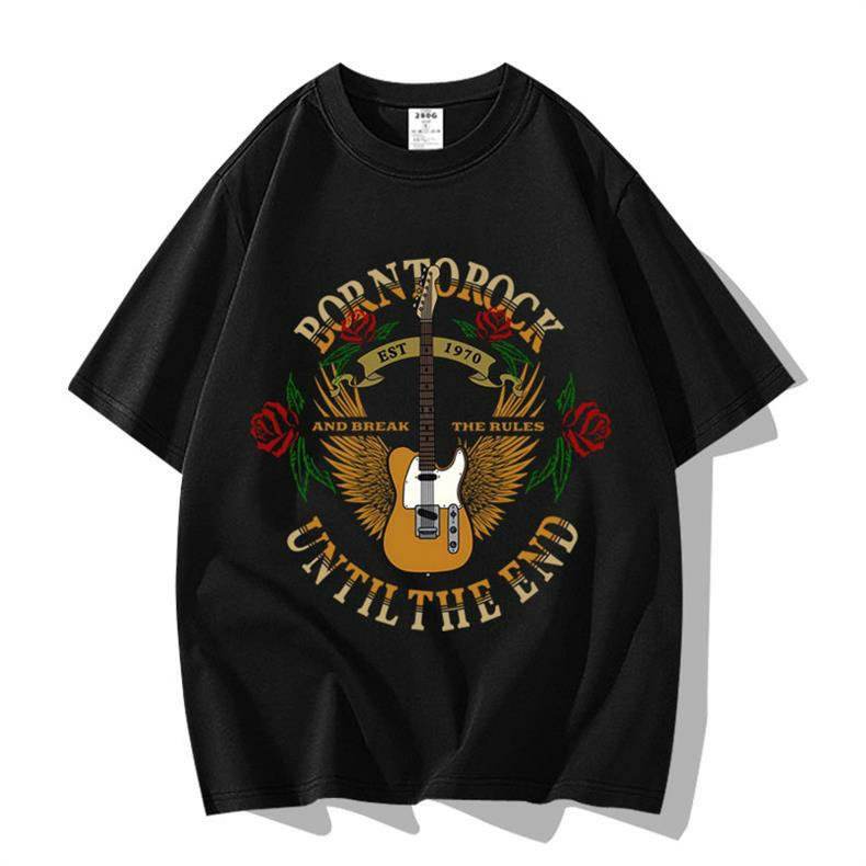 Black Funny Guitar Graphic Tee Shirt 3