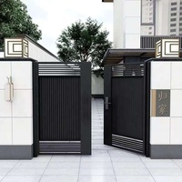 Puerta de jardín de aluminio eléctrica de alta calidad impermeable Control remoto modelo 3D puerta corredera elegante diseño de valla de jardín frontal
