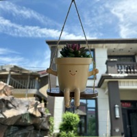 Vente chaude Creative Swing Planteur Pot Sourire Visage Résine pour Succulente Fleur Affichage Balcon Murs Hotsell Printemps Décoratif