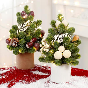 Décoration de Noël Ins minimaliste <span class=keywords><strong>LED</strong></span> pomme de pin PE Nordmann <span class=keywords><strong>sapin</strong></span> ornement bureau Mini arbre de Noël affichage festif - Product Image 2