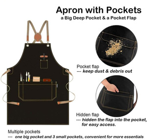 Tabliers de cuisine personnalisés en toile noire pour femmes et hommes, pour chefs, grillades, restaurants, bars, boutiques, cafés, salons de beauté et de manucure, uniformes - Product Image 3