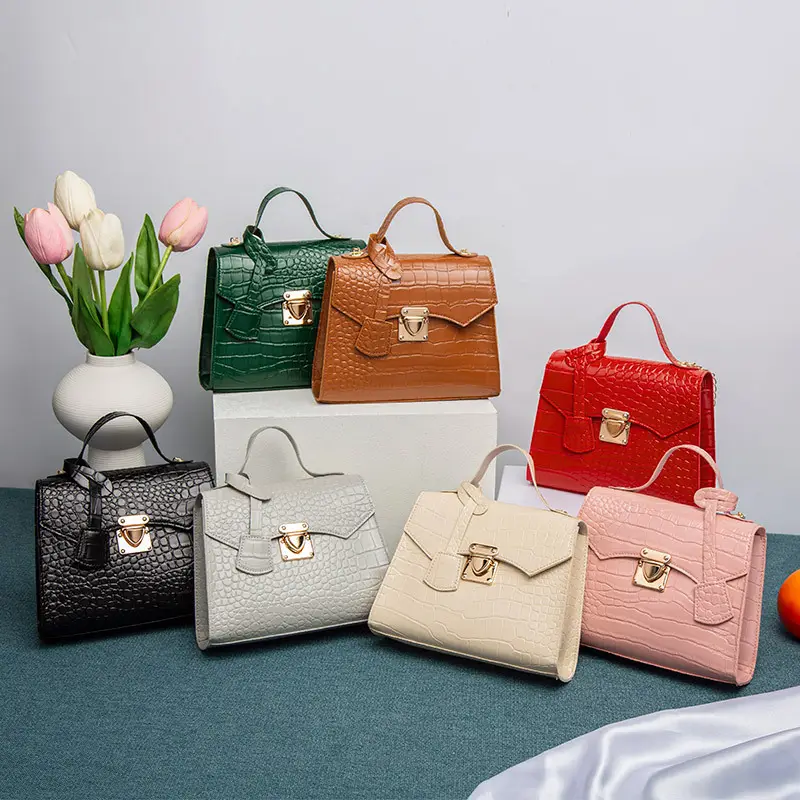 Crocodile Pattern Bag 2022 New Fashion Simple Handbag Korean Retro Fashion Pu One Shoulder Small Square Bag