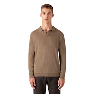 Gingtto Solid Black Wholesale High Quality Wholesale Custom Logo Long Sleeve Polo - Product Image 5