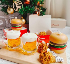 Vela perfumada de cera de soja creativa cerveza pollo frito y hamburguesa para adorno de dormitorio y bares para vacaciones-Diwali y Ramadán - Product Image 1