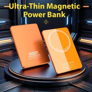 Batterie externe ultra-mince 15W format <span class=keywords><strong>carte</strong></span> <span class=keywords><strong>de</strong></span> crédit 6,35 mm avec charge rapide sans fil, indicateur LED et capacité <span class=keywords><strong>de</strong></span> 5000 mAh pour téléphones - Product Image 2