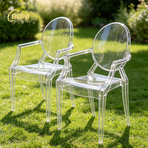 <span class=keywords><strong>Chaise</strong></span> <span class=keywords><strong>Ghost</strong></span> transparente en acrylique cristal moderne sans accoudoirs, style <span class=keywords><strong>Victoria</strong></span> du milieu du siècle, pour événements et mariages, vente en gros - Product Image 1