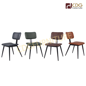 Chaise luxueuses en cuir PU avec pieds noirs, fauteuil stylé industriel Vintage, Style italien, avec dossier en métal, pour <span class=keywords><strong>bistrot</strong></span> et café - Product Image 5