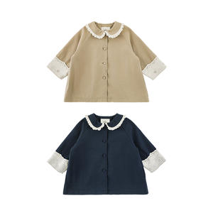 YOEHYAUL C3559 90-160CM Printemps 63% Coton 37% Lyocell Veste coupe-vent pour filles, manteau trench uni pour adolescentes et petites filles - Product Image 2