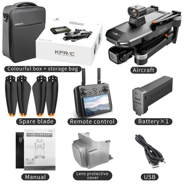 NEW KF104 Max2 Drone 4K 3-Axis Gimbal Obstacle Avoidance 6KM Drone Digital Transmission Remote with Screen