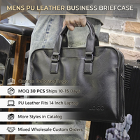 Sacoche d'affaires pour ordinateur portable 14 pouces pour hommes, en cuir PU vintage, sac à documents de bureau, faible MOQ, logo de marque personnalisé, vente en gros mixte