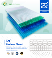 Panneau en polycarbonate à double paroi, panneau PC creux à double paroi, taille personnalisée pour l'éclairage naturel des façades et des murs-rideaux