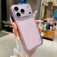 Étui de téléphone transparent en TPU pour iPhone, avec porte-cartes intégré, en stock et personnalisable pour la vente en gros