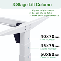 Bureau de travail intelligent à hauteur réglable électrique, cadre de table d'ordinateur réglable avec un seul moteur sans balais