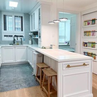 Îlot de cuisine moderne de style français-américain avec armoires, table d'îlot de cuisine, armoire de cuisine multifonctionnelle, sur mesure