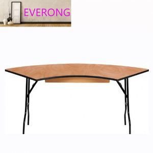 Table de banquet pliante en bois de style ferme, demi-lune en forme de S, pour mariage et événements, vente en gros, modè<span class=keywords><strong>le</strong></span> européen - Product Image 3
