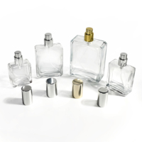 Flacon de parfum en verre rectangulaire de luxe, atomiseur de pulvérisation, emballage cosmétique personnalisé, fabricant, 20 ml, 30 ml, 50 ml, 100 ml