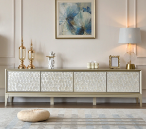 Mueble de TV minimalista estilo americano, mueble de TV moderno para sala de estar, mueble base decorativo con almacenamiento. - Product Image 1