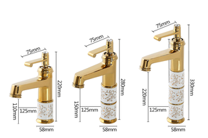 Sang trọng CE chứng nhận vàng brass lưu vực bồn rửa vòi lạnh nóng tắm vòi nước và vòi nước nóng bán lưu vực vòi nước phòng tắm vòi - Product Image 3