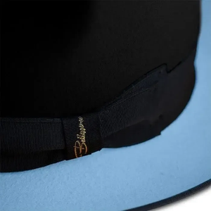 Chapeau Fedora en feutre de laine bicolore, couronne noire, bord bleu clair, chapeau de soirée formel unisexe, taille adulte 56-58 cm - Product Image 4
