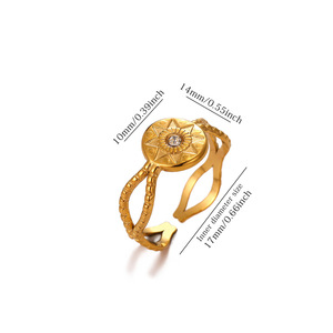 Japanisch-Koreanischer Minimalistischer Mikropavé-Wolframring mit Goldüberzug und Zirkonia, Offener Ring mit Öltropfen-Herzdesign, Unisex, Leichter Luxus, Premium-Qualität - Product Image 4