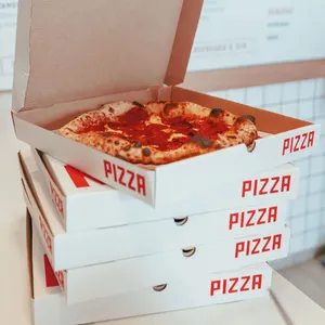 Các tông sóng bán buôn tùy chỉnh bánh pizza hộp với logo màu Đen tùy chỉnh 10 12 13 14 kraft giấy thực phẩm Bao bì sang trọng cứng nhắc hộp