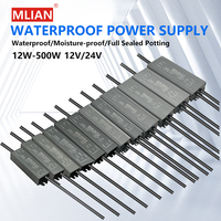 Fuente de Alimentación Conmutada LED DC-DC Impermeable de 1A/2A/5A/24W/36W/45W/60W/80W/100W/200W/300W/400W, 12V/24V, Voltaje Constante AC DC 60Hz
