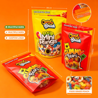 Sachet Doypack refermable avec fenêtre transparente pour bonbons, bonbons gélifiés, anneaux acidulés et emballage de confiseries