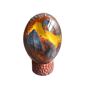Halloween Souvenir Glowing Dragon Egg Toys Dinosaur Egg Resin Clear Lava Dragon Eggs With Base Ornaments