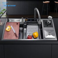Vente chaude 88*46cm 94*46cm 114*46cm en acier inoxydable grand évier fait à la main avec rondelle de tasse de robinet à ressort et petite poubelle