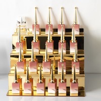Présentoir de Rangement en Escalier en Acrylique Miroir Doré et Argenté, 4 Niveaux, Antidérapant, pour Cosmétiques, Parfums et Vernis à Ongles