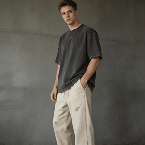 Pantalones Deportivos Vintage con Efecto Desgastado, Pantalones de Felpa Francesa Personalizados, Pantalones Deportivos de Algodón, Pantalones de Pierna Recta para Hombre - Product Image 1