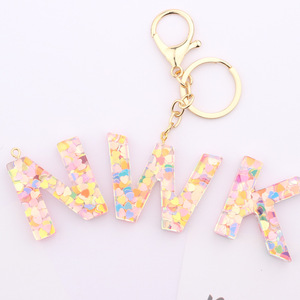 Llavero con 26 letras del alfabeto en inglés, cadena de acrílico con purpurina de resina, colgante para bolso - Product Image 4