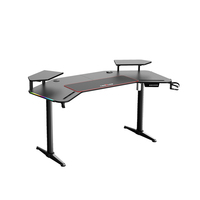 Bureau de jeu LED réglable en hauteur avec texture en fibre de carbone, bureau de jeu d'angle avec RVB