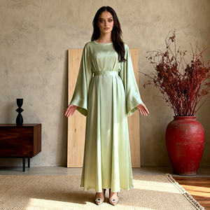 Abaya de Poliéster Satinado Personalizada al por Mayor de Alta Calidad para Mujeres Musulmanas, Vestido Elegante para Fiestas y Ocasiones - Product Image 1
